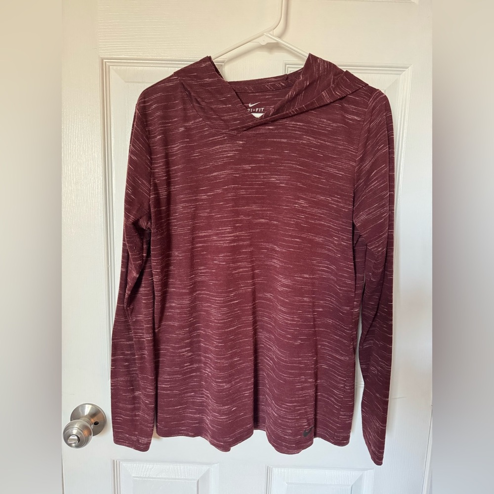 Nike Maroon Heathered Dri-FIT V-Neck Pullover